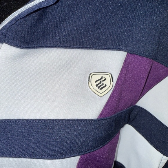 RocaWear Men’s Double Sided Striped PolyCotton Short Sleeve Zip Up Jacket - Picture 2 of 4